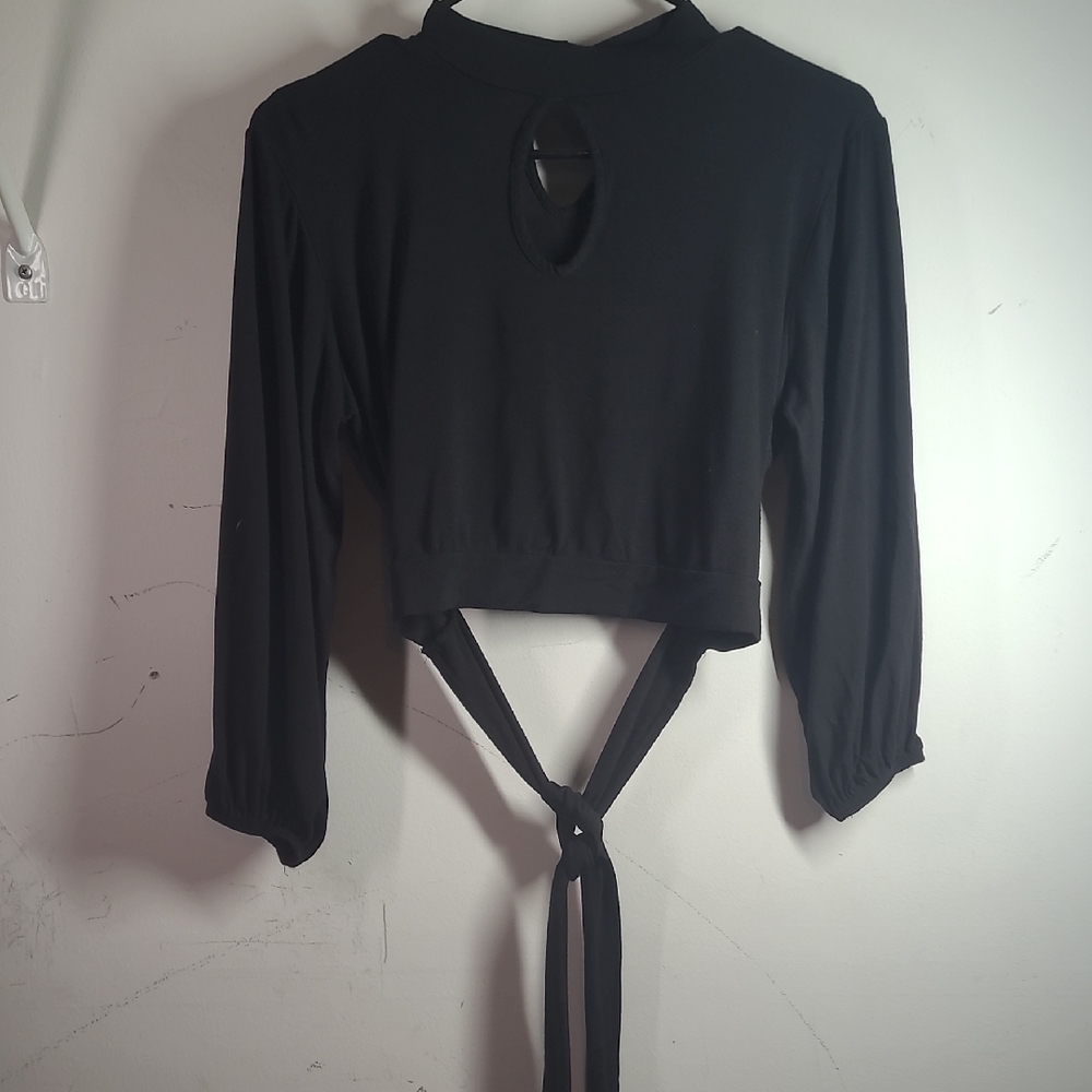 Black Women's Top with Tie Back - Picture 1 of 5